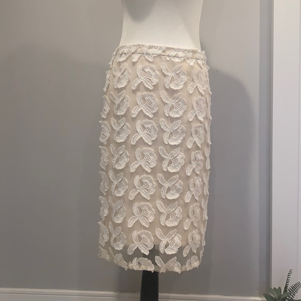 White & Cream Appliqué Skirt